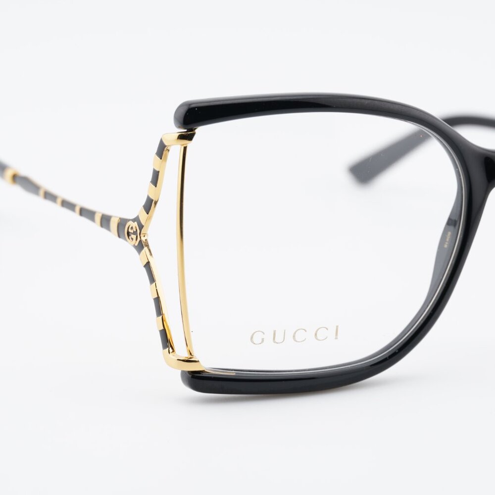 Gucci GG0592O 001 Eyeglasses Black/Gold 60mm Butterfly Frame - Picture 7 of 11